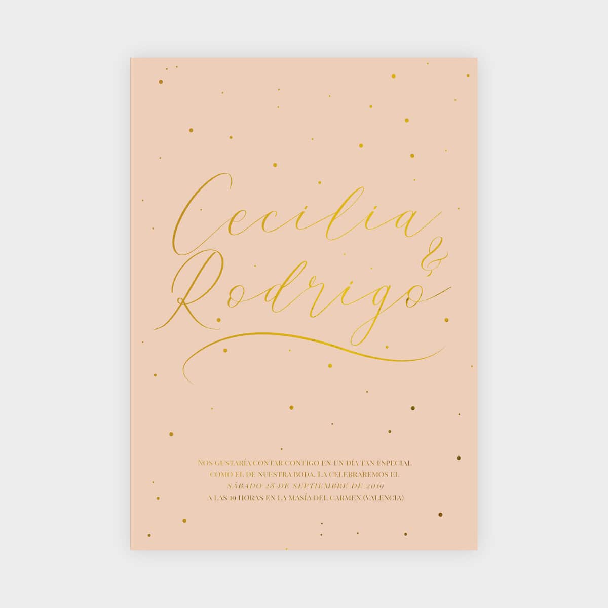 Invitación Dorada Puntitos