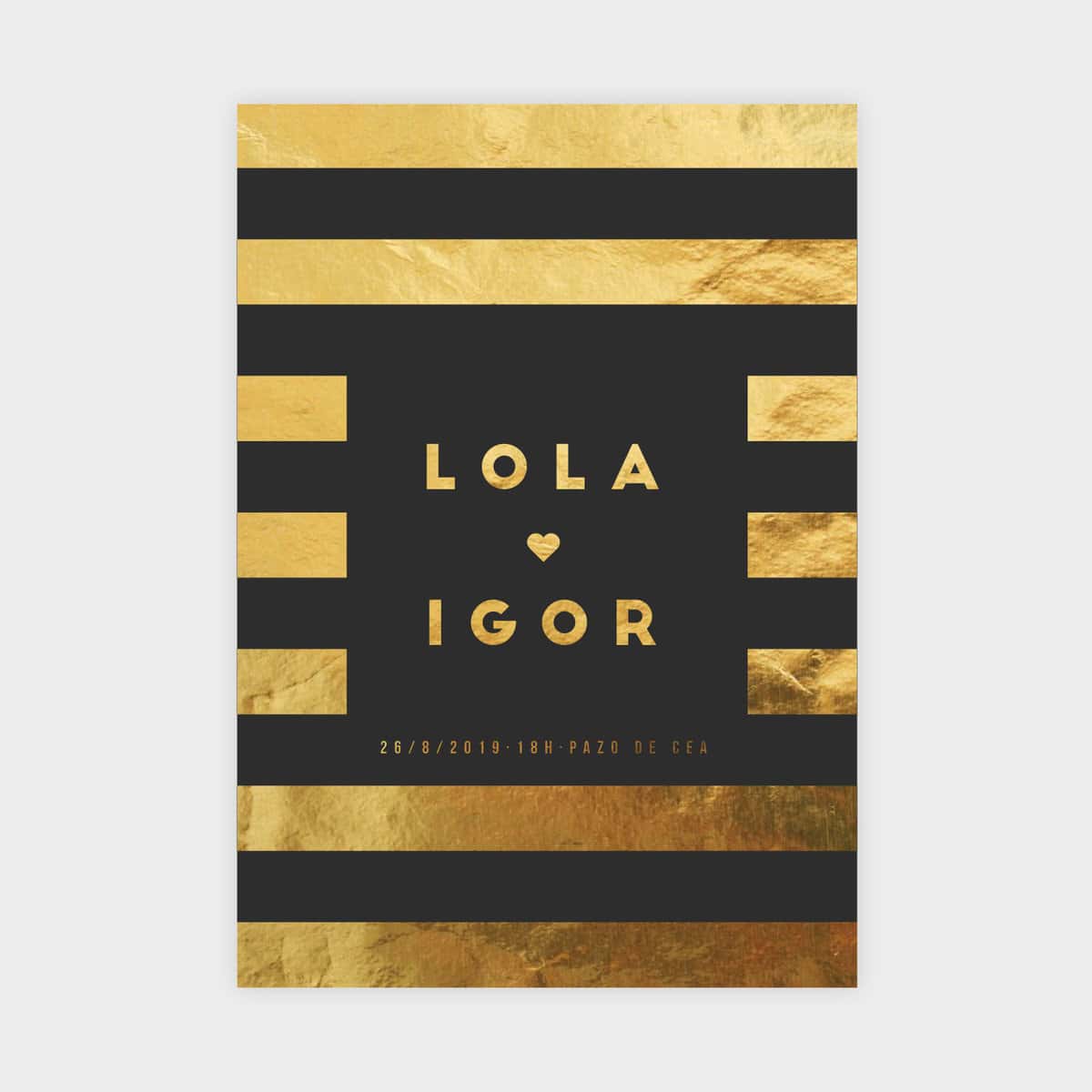 Invitacion Dorada Rayas - Imagen 3